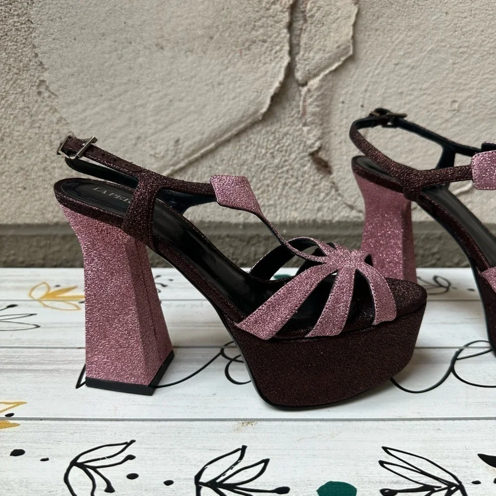 LA PERLA Glitter Platform Sandals size 7
